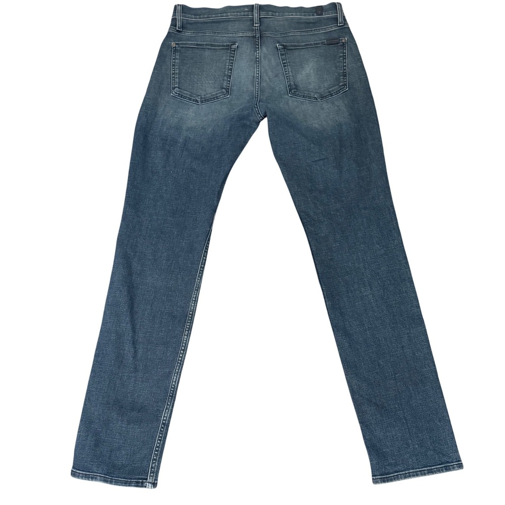 7 For All Mankind Slimmy Slim Fit Jeans Mens 34 Medium Wash Denim Stretch - Picture 7 of 8